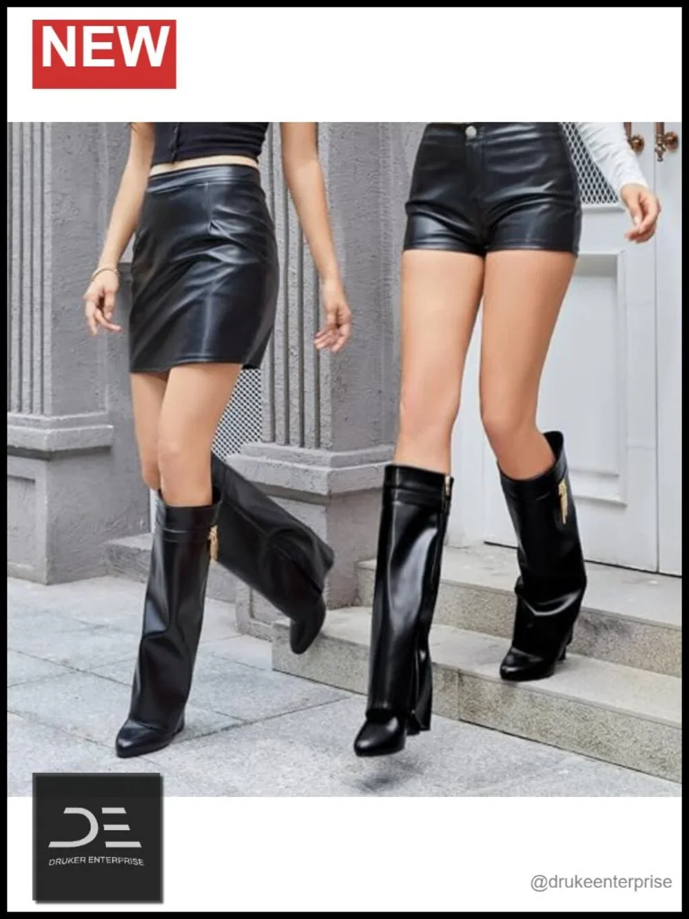 Women's Fold Over Shark Boots 4-Inch Wedge Heel Side Zipper